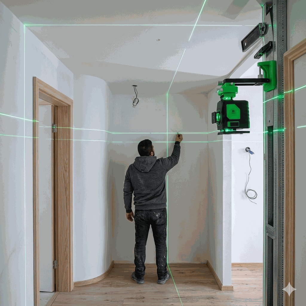 Niveau laser 16 lignes 4D 360° pour alignement précis sur chantier
