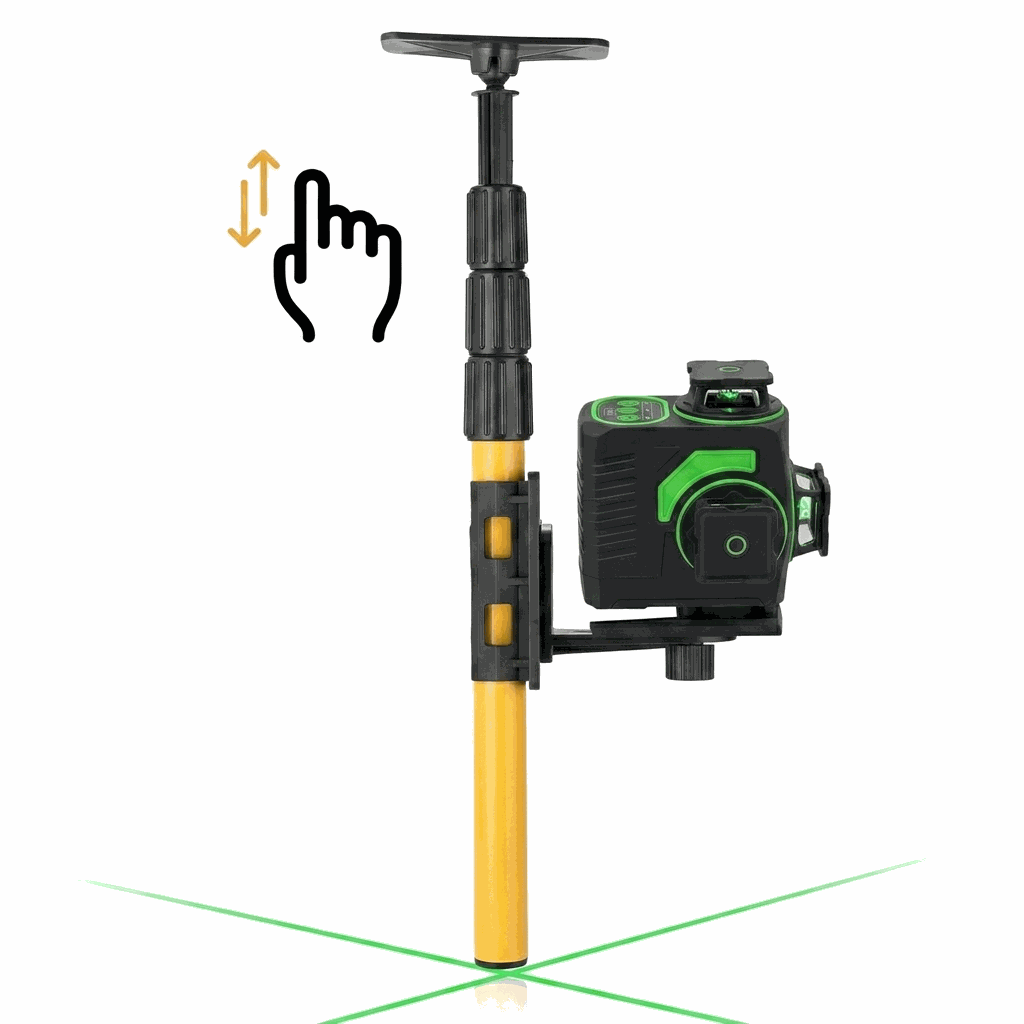 Perche télescopique laser avec réglage précis pour poser votre laser partout à la bonne hauteur